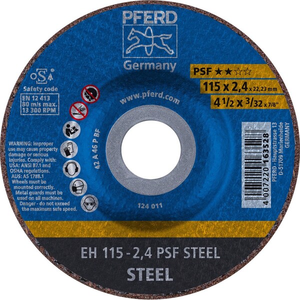 Pferd 69909 4-1/2in x 3/32in Cut-Off Wheel, 7/8in A.H. PSF STEEL - Type 27 69909-PFERD - main
